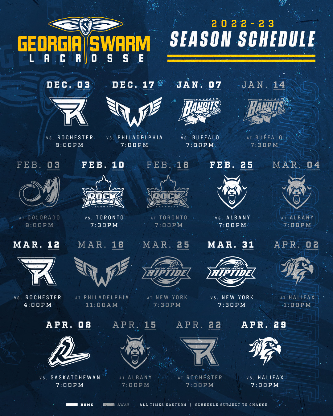 Schedule Swarm Pro Lacrosse Team